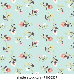 tiny floral pattern on green background