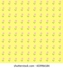 tiny floral pattern on yellow background. Vector.