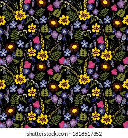 Pequeño patrón floral Seamless. Estilo marrón. Flores presionadas. Un patrón para la impresión de moda y la textille. 