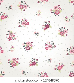 tiny flower with dots seamless pattern background