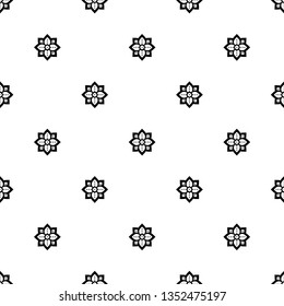 Tiny flower fabric pattern in black, white colours. Allover pattern for adult colouring book, interior, wallpaper, fabric, apparel textile, phone case. Monochrome oriental bold line octagon motif