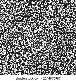 tiny flowers black and white little pattern