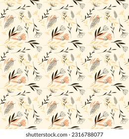 Tiny flowers and leaves seamless pattern background in vintage style