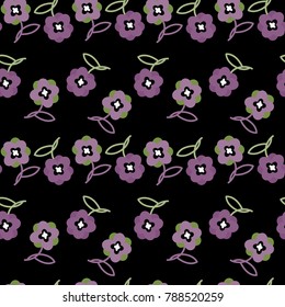 tiny flowers on black color background . vector illustration