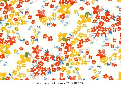 tiny flowers pattern For autumn print dress in autumn shades