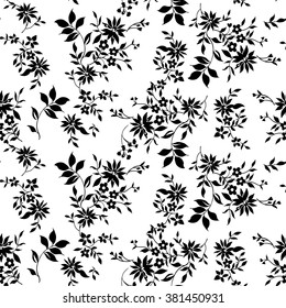 The tiny flower's seamless pattern is perfect for wallpaper, decoration, and print. It's a natural, tropical, white vector pattern with black and white details that is perfect for any nature