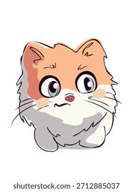 tiny fluffy cat with big eyes graphic