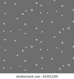 Tiny geometric signs seamless grey pattern. Inconspicuous thin circles and triangles website background monochrome pattern.