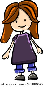 Tiny girl, illustration, vector on white background