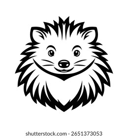 A tiny glyph icon of hedgehog face icon