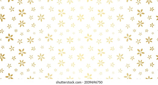 Tiny gold flowers, gold and white pattern background, seamless repeat pattern vector wallpaper