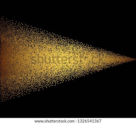 Tiny gold glittering spangles, sparks, splatter or night sky with golden stars vector pattern. Hand drawn spray, splash, specks texture. Uneven dots on black background