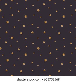 Tiny golden doodle dots seamless pattern. Festive background, greeting card or wrapping paper, vector