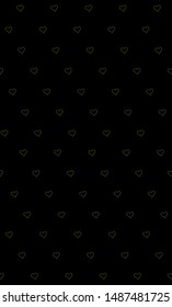 Tiny golden hearts on black background