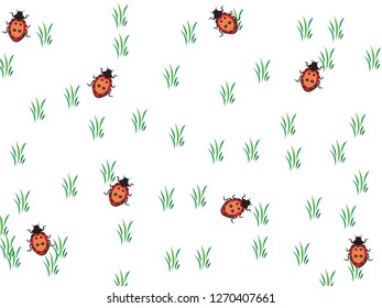 tiny green grass and a ladybug vector for banner, presentation and wallpaper purposes on white background 81