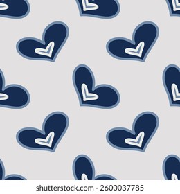 Tiny hand-drawn uneven hearts, minimalistic design of a love card.