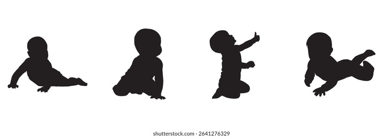 Tiny Hands, Big Heart Baby Silhouette Designs . Baby Crawling EPS Bundle; Baby Dancing. 