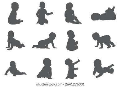 Tiny Hands, Big Heart Baby Silhouette Designs . Baby Crawling EPS Bundle; Baby Dancing. 