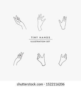 Tiny Hands Vector Illustration Set - For Logos, Invitations, Graphic design