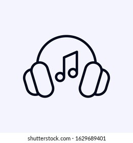 Tiny headphones icon with sheet sign isolated on white background