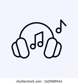 Tiny headphones icon with sheet sign isolated on white background