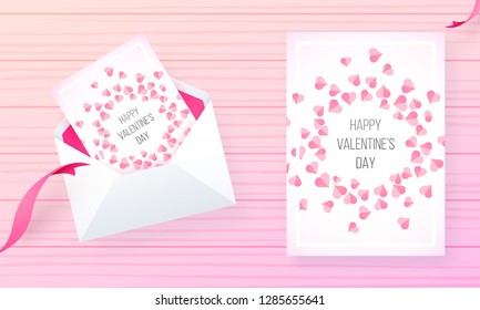 Tiny heart shape decorated greeting cart design for Happy Valentine's Day.