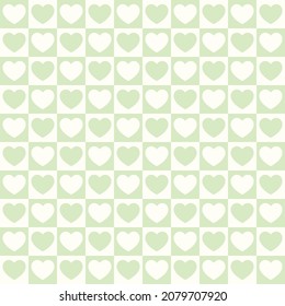 Tiny hearts chess grid seamless pattern. Cute little repeating hearts vector illustration. Love and relationship, valentine day. Print for fabric, paper, packaging, stationery.