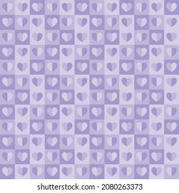 Tiny hearts chess grid seamless pattern. Cute little repeating hearts vector illustration. Love and relationship, valentine day. Print for fabric, paper, packaging, stationery.