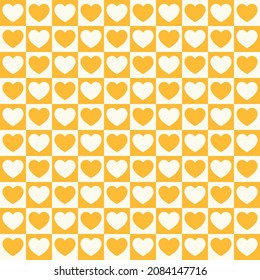 Tiny hearts chess grid seamless pattern. Cute little repeating hearts vector illustration. Love and relationship, valentine day. Print for fabric, paper, packaging, stationery.