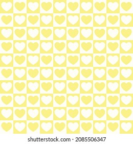 Tiny hearts chess grid seamless pattern. Cute little repeating hearts vector illustration. Love and relationship, valentine day. Print for fabric, paper, packaging, stationery.