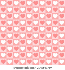 Tiny hearts chess grid seamless pattern. hearts background design for fabric and decor. illustration vector 10 eps.