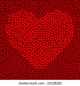 Tiny hearts form a larger heart (vector seamless tile)