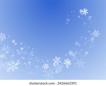 Tiny heavy snowflakes wallpaper. Snowstorm dust freeze particles. Snowfall weather white blue background. Mess snowflakes january theme. Snow hurricane landscape.