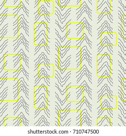 Tiny herringbone and rectangles line seamless vector pattern. Blue on beige retro inspired basic geometric abstract repeat background.