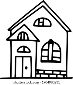 Tiny home for digital child design. Vector house sketch funny illustration. 
