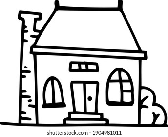 Tiny home for digital design. Vector  house sketch funny illustration. 