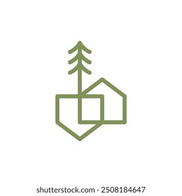 tiny house architecture line logo design vector