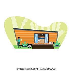 Tiny House in flat design 