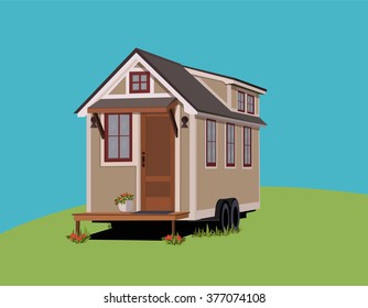 Tiny house isometric vector illustration, small house