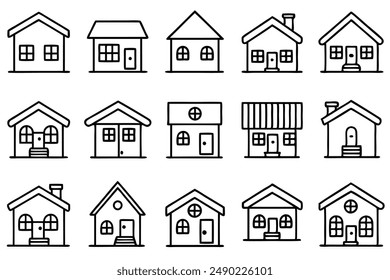 Tiny House Line Art Design Illustration Miniature House Artwork