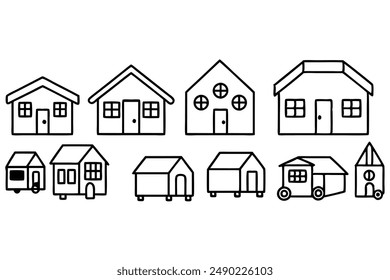 Tiny House Line Art Design Illustration Tiny Dwelling Artwork