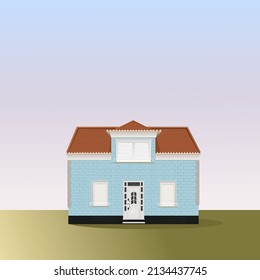 Tiny house at Portugal flat style. Traditional Portuguese homes. Flat style vector illustration 