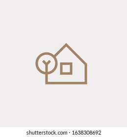 Tiny House And Tree Icon.