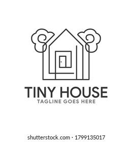 Tiny house vector logo design, Hand drawn Simple House, greenhouse logo, icons. Vector illustration,