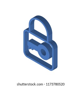 tiny key isometric left top view 3D icon
