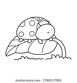 Tiny Ladybug Resting on a Mushroom – Cute Forest Coloring Page