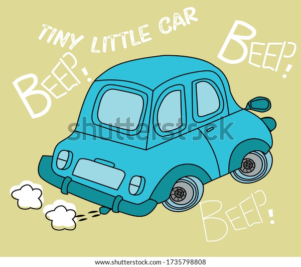 Tiny Little Car Illustration, Blue Toy Vector,\
Prints for Clothes