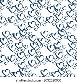 tiny little hearts vector seamless pattern outline decorative