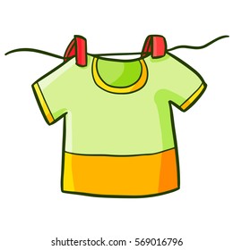 Tiny little shirt get hanged for sunbathing - vector.