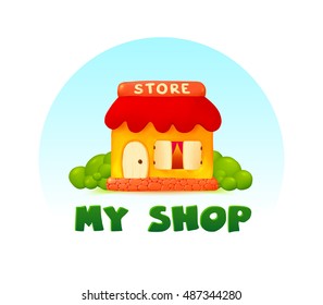 Tiny little shop vector image in cartoon style